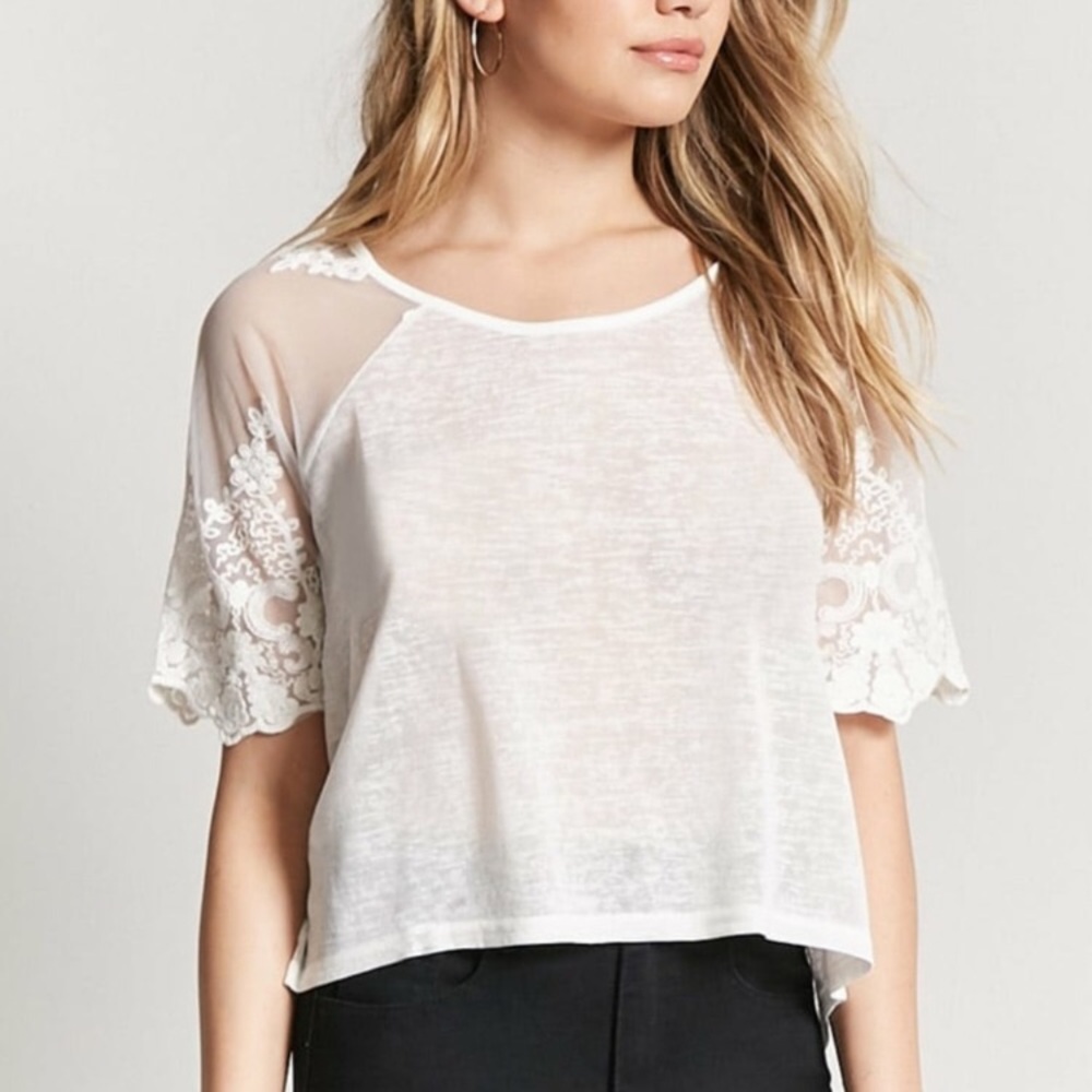 Flirty White Crochet Lace High Low Top